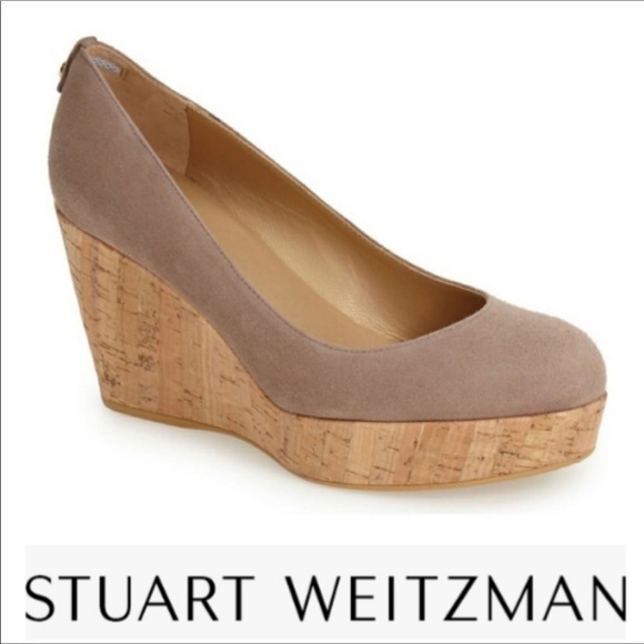 STUART WEITZMAN Corkswoon Tan Wedges